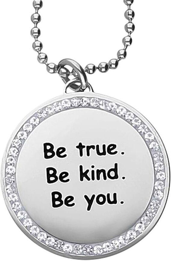 stroili collana con ciondolo in acciaio rodiato e strass be true. be kind. be you. collezione: lady message