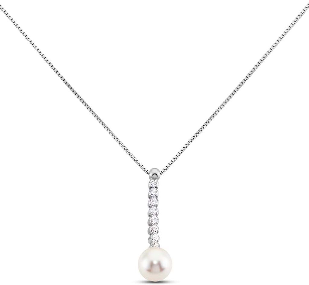 stroili collana silver pearls argento rodiato cubic zirconia perla sintentica collezione: silver pearls bianco