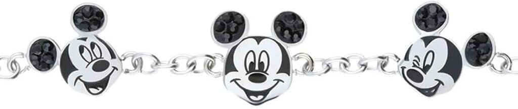 stroili bracciale in acciaio con 3 ciondoli topolino e strass neri collezione: mickey mouse & friends argentato