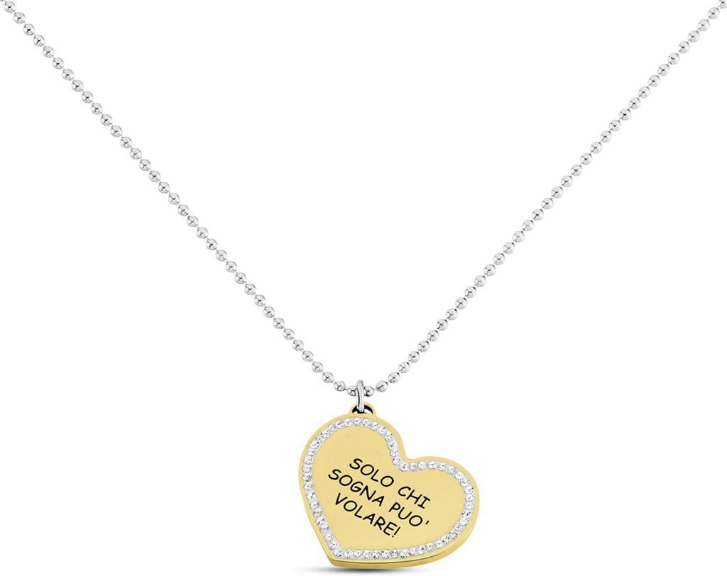 stroili collana lady message acciaio bicolore giallo / bianco cristallo collezione: lady message bicolore giallo / bianco