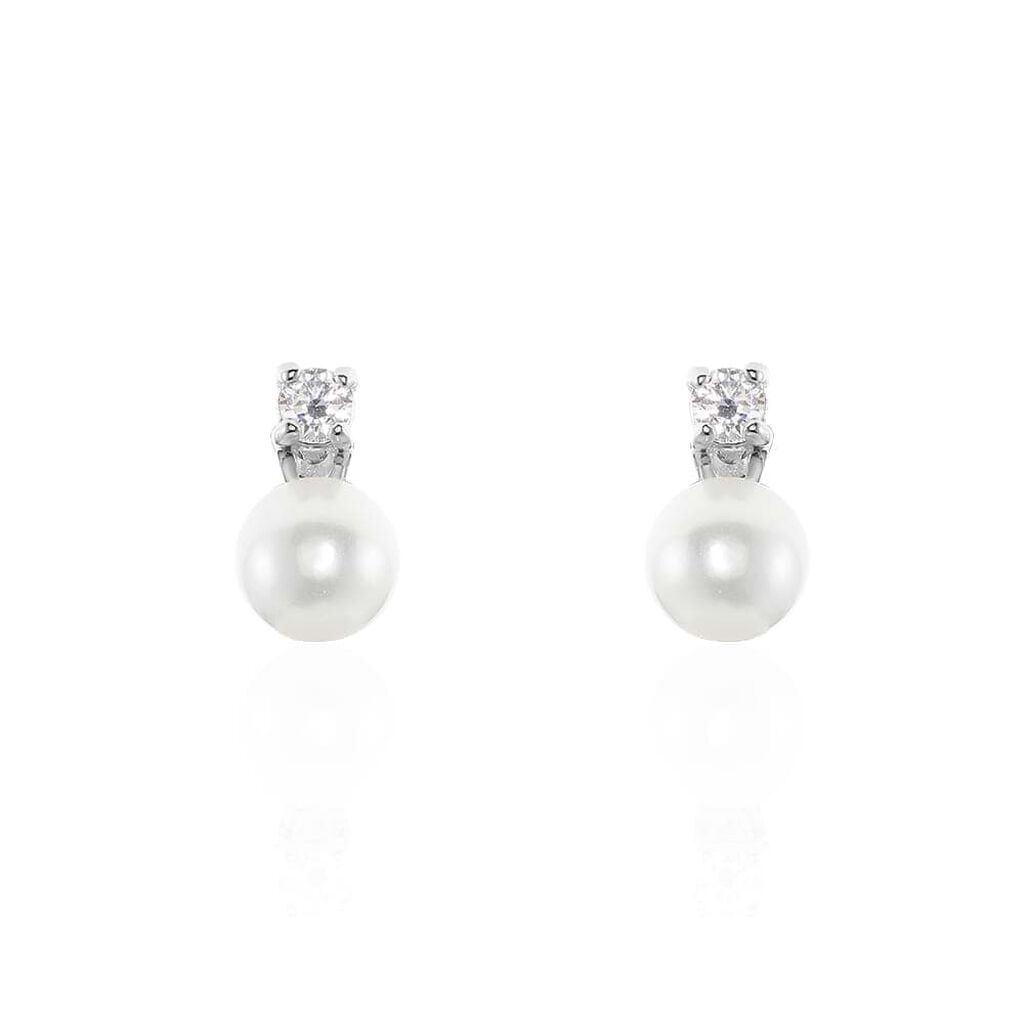 stroili orecchini lobo silver pearls argento rodiato perla sintentica cubic zirconia collezione: silver pearls bianco