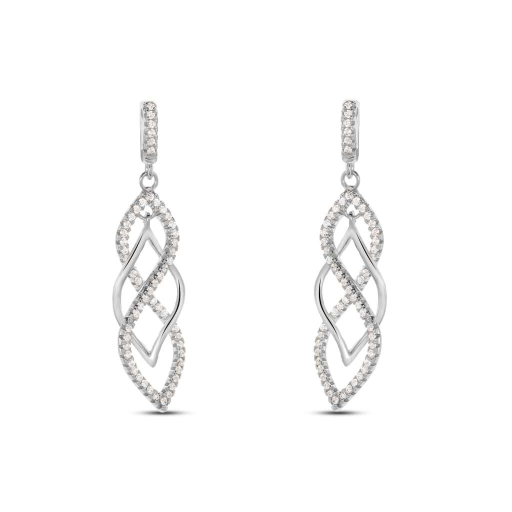 stroili orecchini pendenti silver shine argento rodiato cubic zirconia collezione: silver shine bianco
