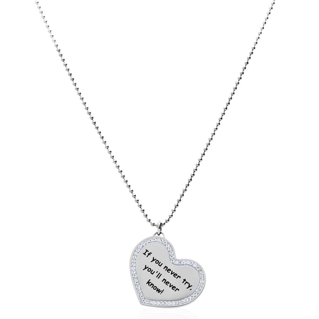 stroili collana in acciaio e strass a forma di cuore if you never try. you'll never know! collezione: lady message