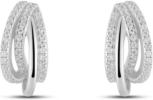 stroili orecchini a cerchio silver shine argento rodiato cubic zirconia collezione: silver shine bianco