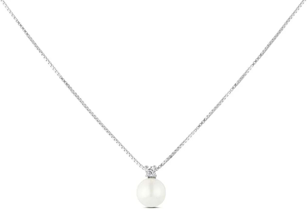 stroili collana silver pearls argento rodiato perla sintentica cubic zirconia collezione: silver pearls bianco