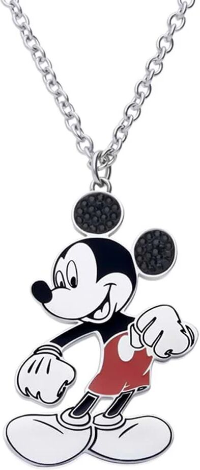 stroili collana lunga in acciaio con ciondolo topolino e strass neri collezione: mickey mouse & friends argentato