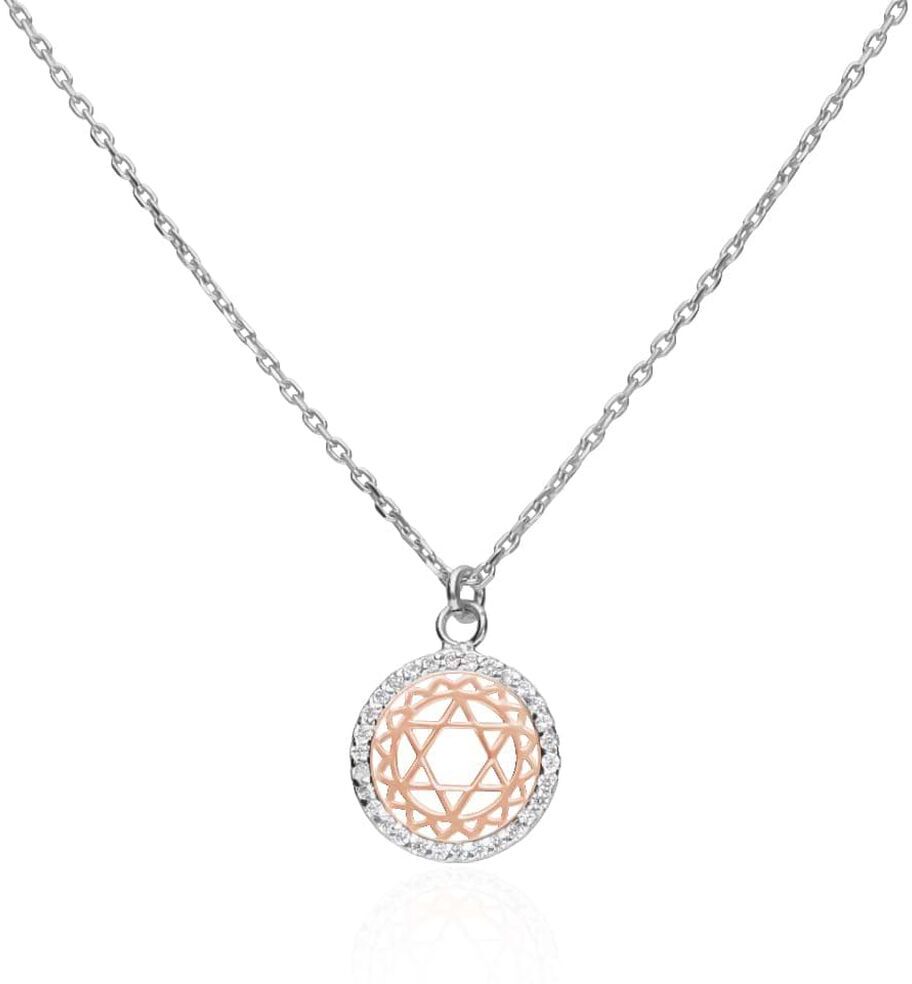 stroili collana in argento bicolore e zirconi con ciondolo iv chakra dell'amore collezione: silver moments