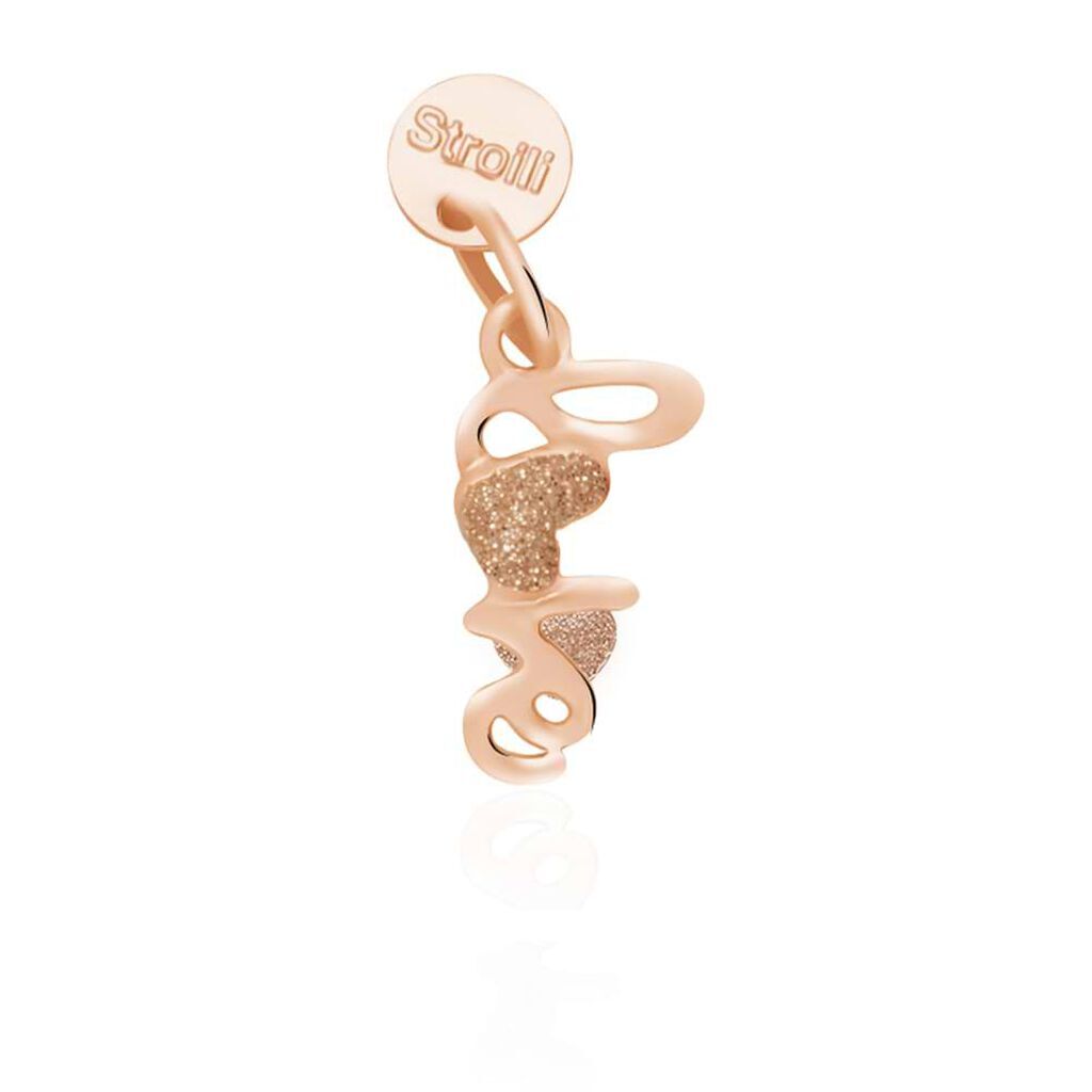 stroili ciondolo love in argento rosato e smalto glitter collezione: love beats