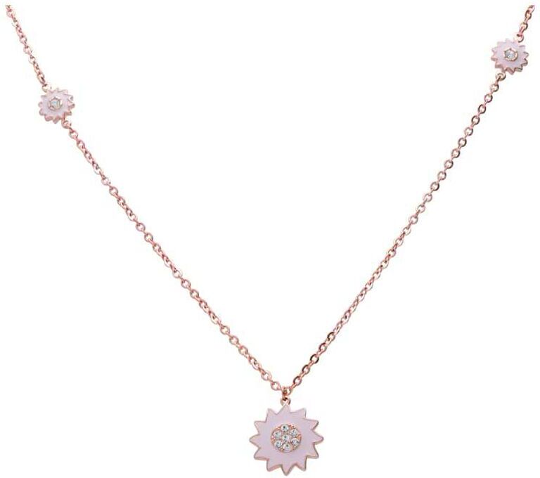 Stroili Girocollo lungo con simboli fiore rosa in acciaio rosato e strass Collezione: Lady Sweet Rosa