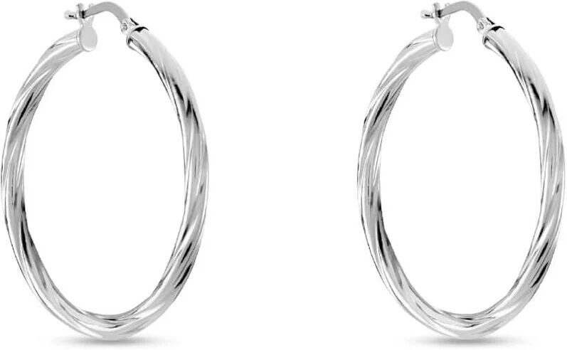 Stroili Orecchini A Cerchio Silver Collection Argento Rodiato Collezione: Silver Collection Bianco