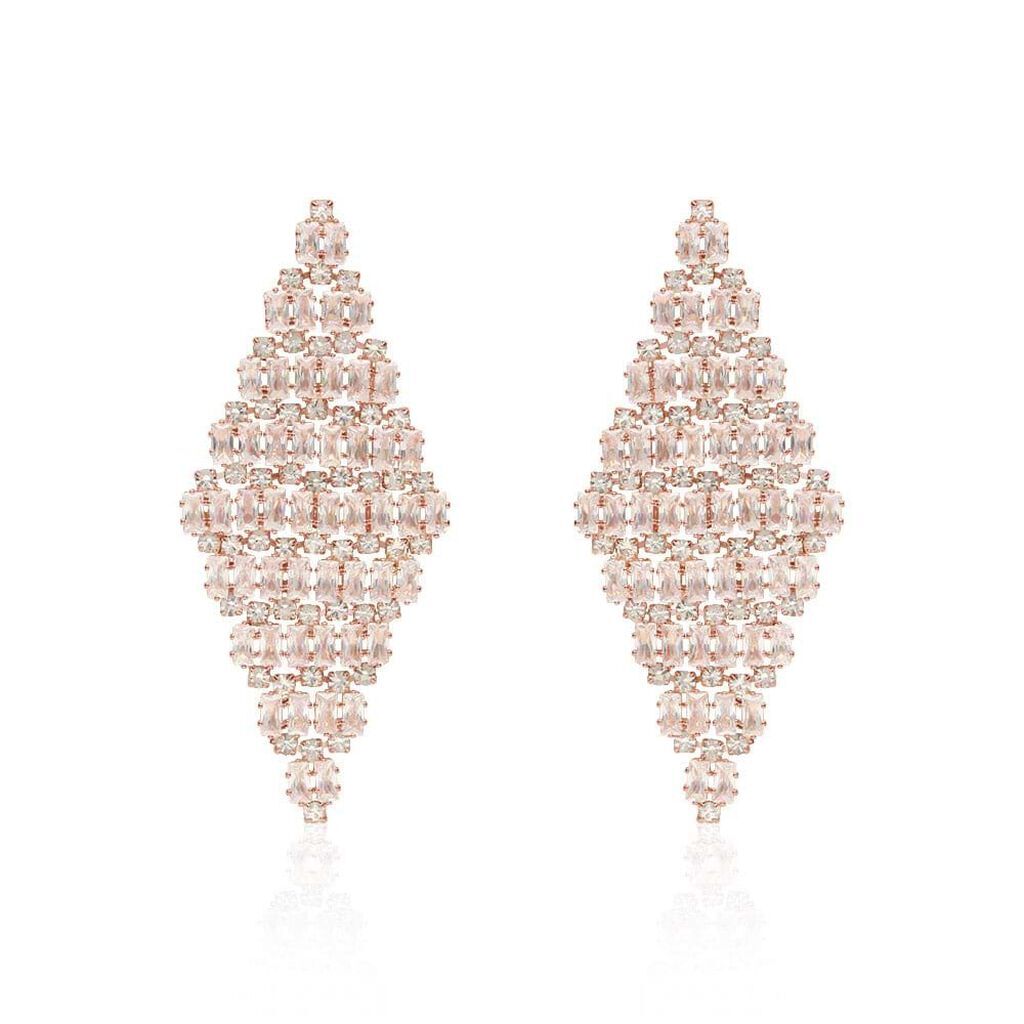 Stroili Orecchini pendenti rosati forma rombo con strass Collezione: Romantic Shine Rosa