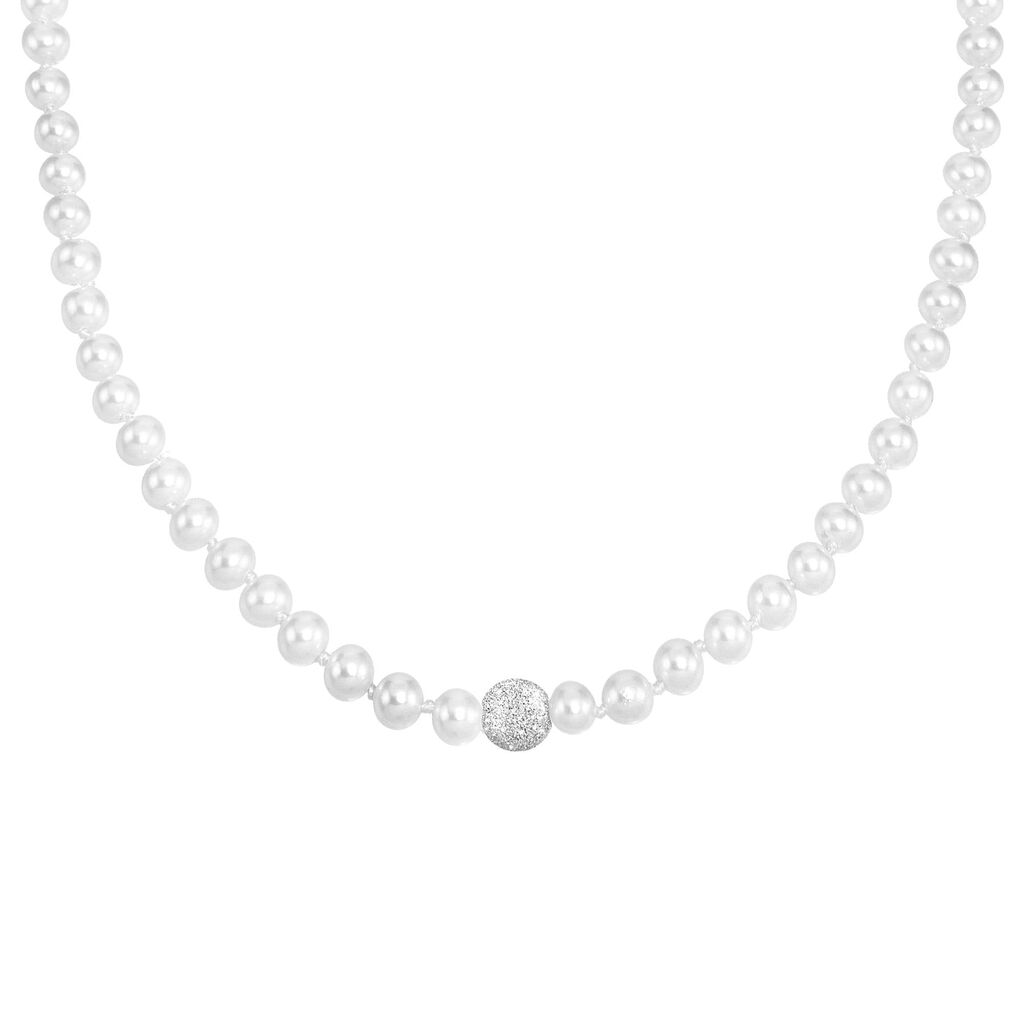 Stroili Collana Silver Pearls Argento Rodiato Perla sintentica Collezione: Silver Pearls Bianco