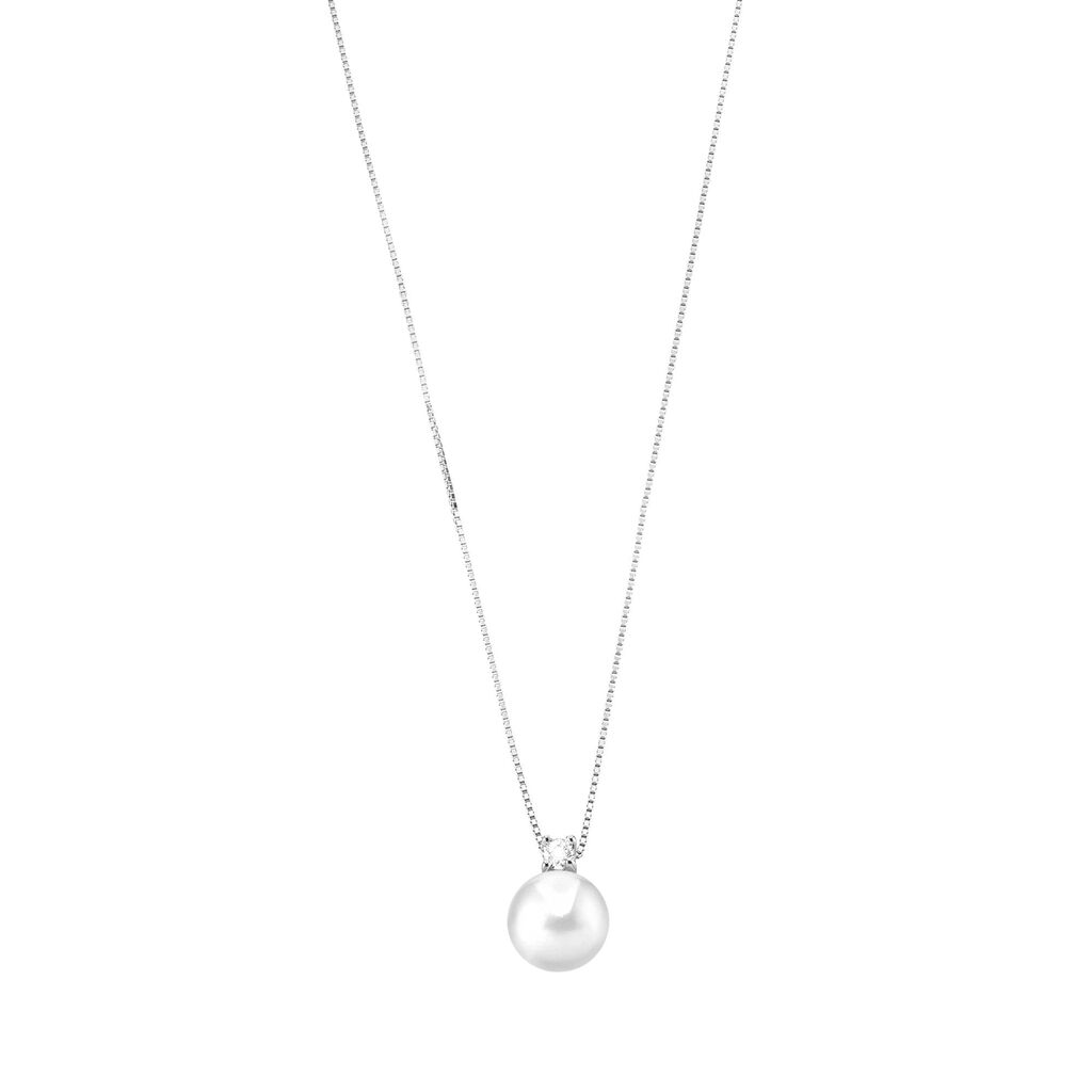 Stroili Collana Silver Pearls Argento Rodiato Perla sintentica Cubic Zirconia Collezione: Silver Pearls Bianco