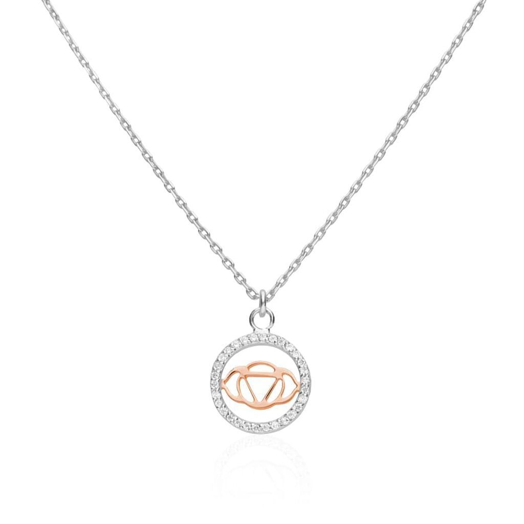 Stroili Collana in argento bicolore e zirconi con ciondolo VI Chakra dell'intuizione Collezione: Silver Moments