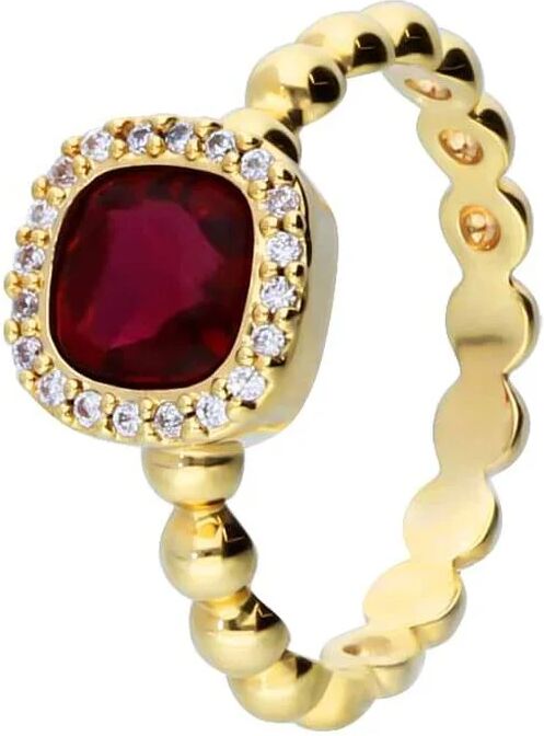 Stroili Anello placcato oro con pietra rossa e zirconi Collezione: Golden Dream - Misura 52 Giallo