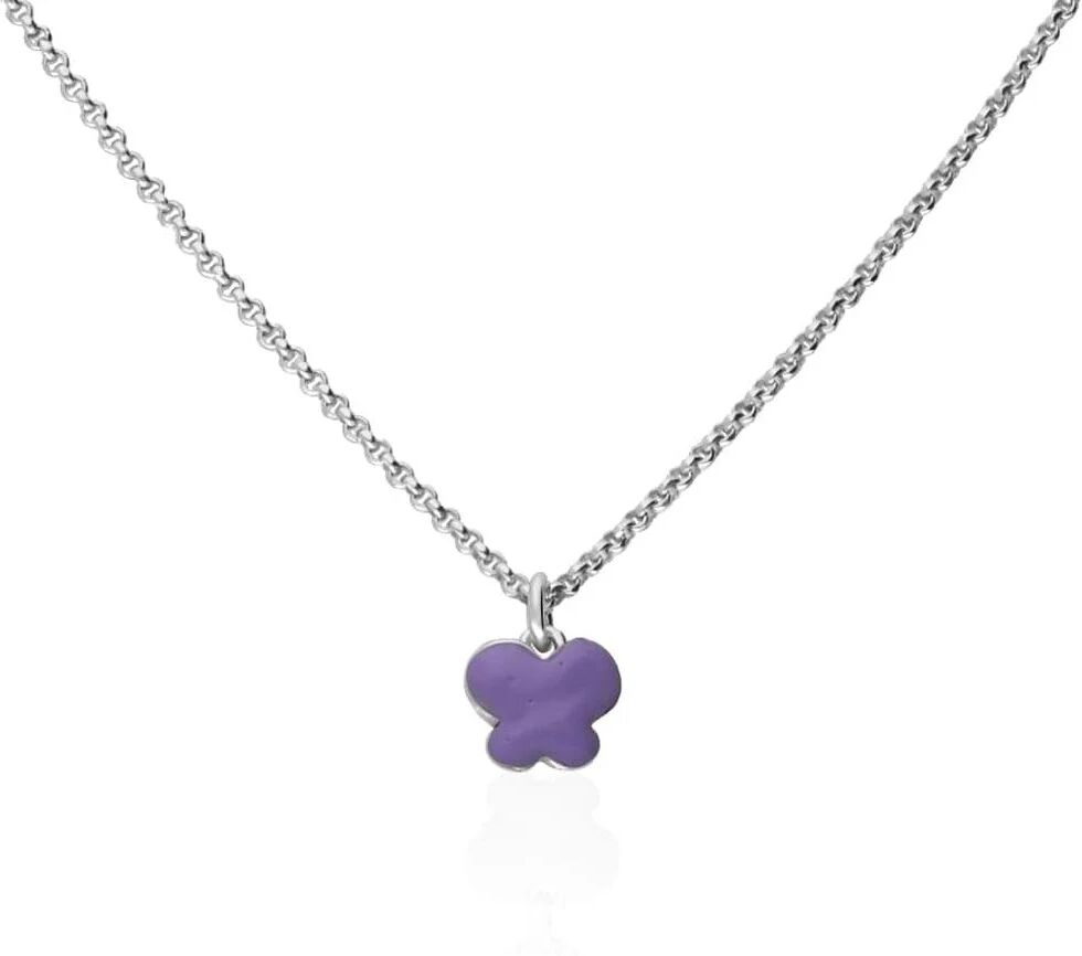 Stroili Collana in argento rodiato e smalto viola con simbolo farfalla Collezione: Silver Baby Bianco