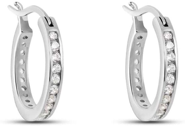 Stroili Orecchini A Cerchio Silver Elegance Argento Rodiato Cubic Zirconia Collezione: Silver Elegance Bianco