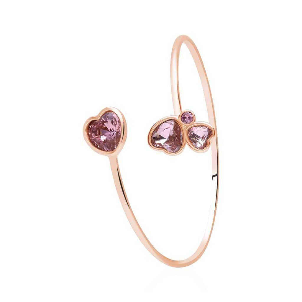 Stroili Bracciale bangle in metallo rosato e pietre con cuori Collezione: Violet