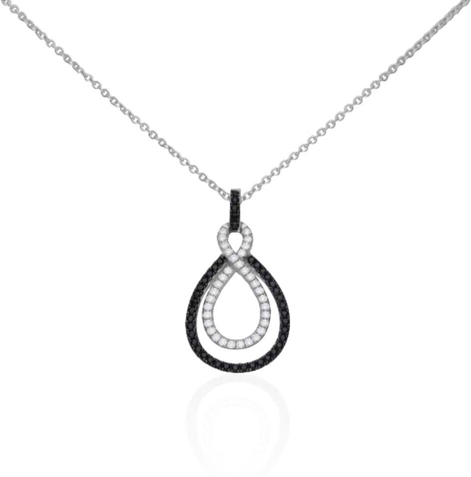 Stroili Collana con ciondolo a goccia in argento rodiato e zirconi bianchi e neri Collezione: Silver Shine Argentato