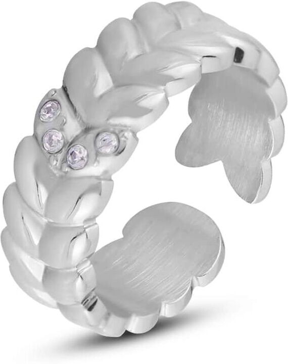 Stroili Anello Fascia Lady Chic Acciaio Foglie e Cristalli Collezione: Lady Chic - Misura 52 Bianco