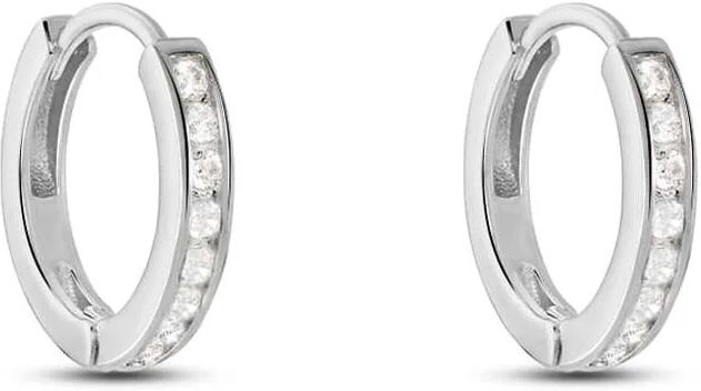 Stroili Orecchini A Cerchio Silver Elegance Argento Rodiato Cubic Zirconia Collezione: Silver Elegance Bianco