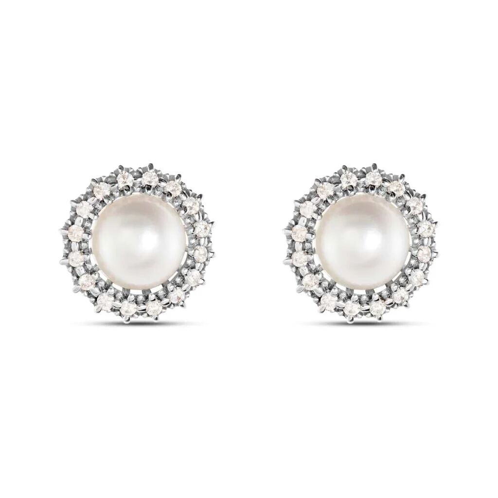 Stroili Orecchini Lobo Gold Pearls Oro Bianco Perla D'Acqua Dolce Diamante Collezione: Gold Pearls Oro Bianco