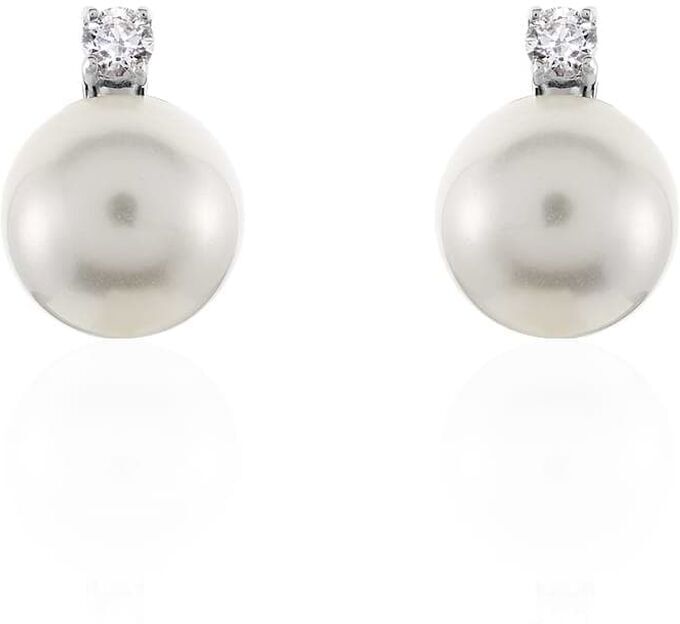 Stroili Orecchini Lobo Silver Pearls Argento Rodiato Perla sintentica Cubic Zirconia Collezione: Silver Pearls Bianco