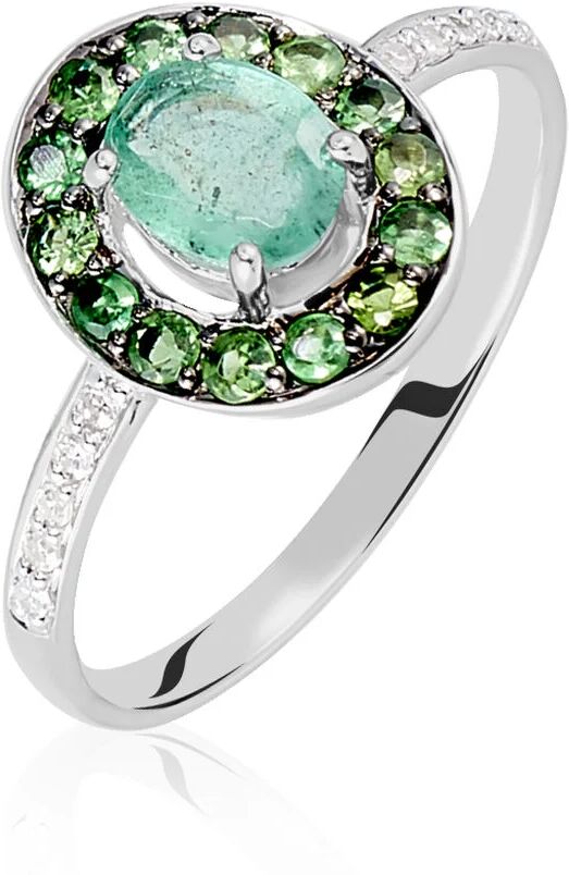 Stroili Anello Charlotte Oro Bianco Smeraldo Tsavorite Diamante Collezione: Charlotte - Misura 54 Oro Bianco