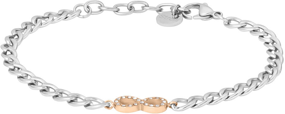 Stroili Bracciale Lady Chic Acciaio Bicolore Bianco / Rosa Cristallo Collezione: Lady Chic Bicolore Bianco / Rosa