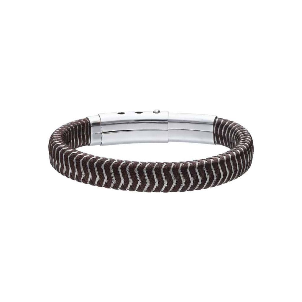 Stroili Bracciale in corda marrone con chiusura in acciaio Collezione: Man Code Marrone