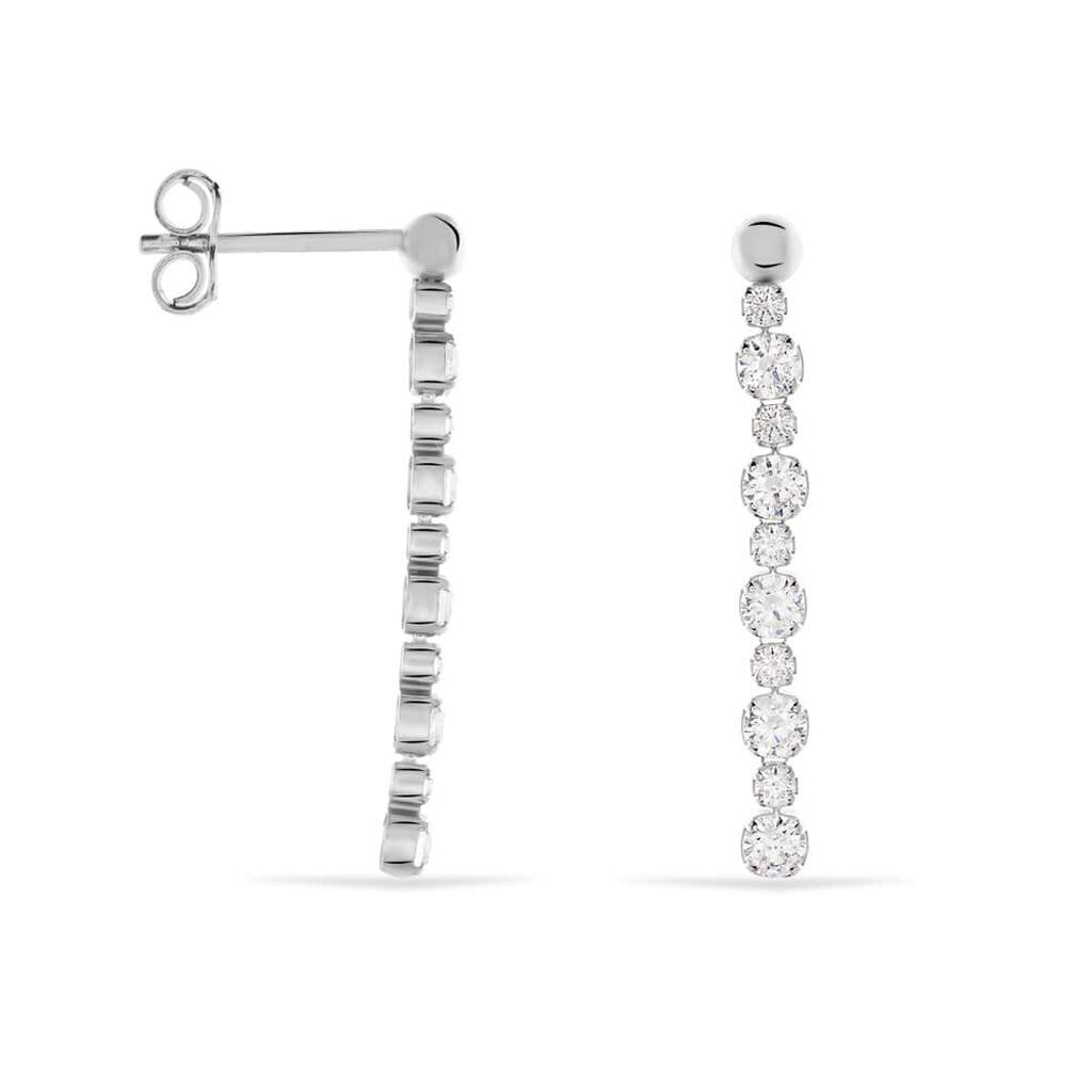 Stroili Orecchini Pendenti Tennis Silver Elegance Argento Rodiato Cubic Zirconia Collezione: Silver Elegance Bianco