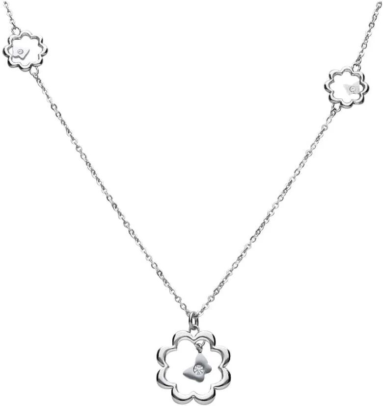 Stroili Girocollo lungo in acciaio silver con fiori e strass Collezione: Lady Chic Argentato