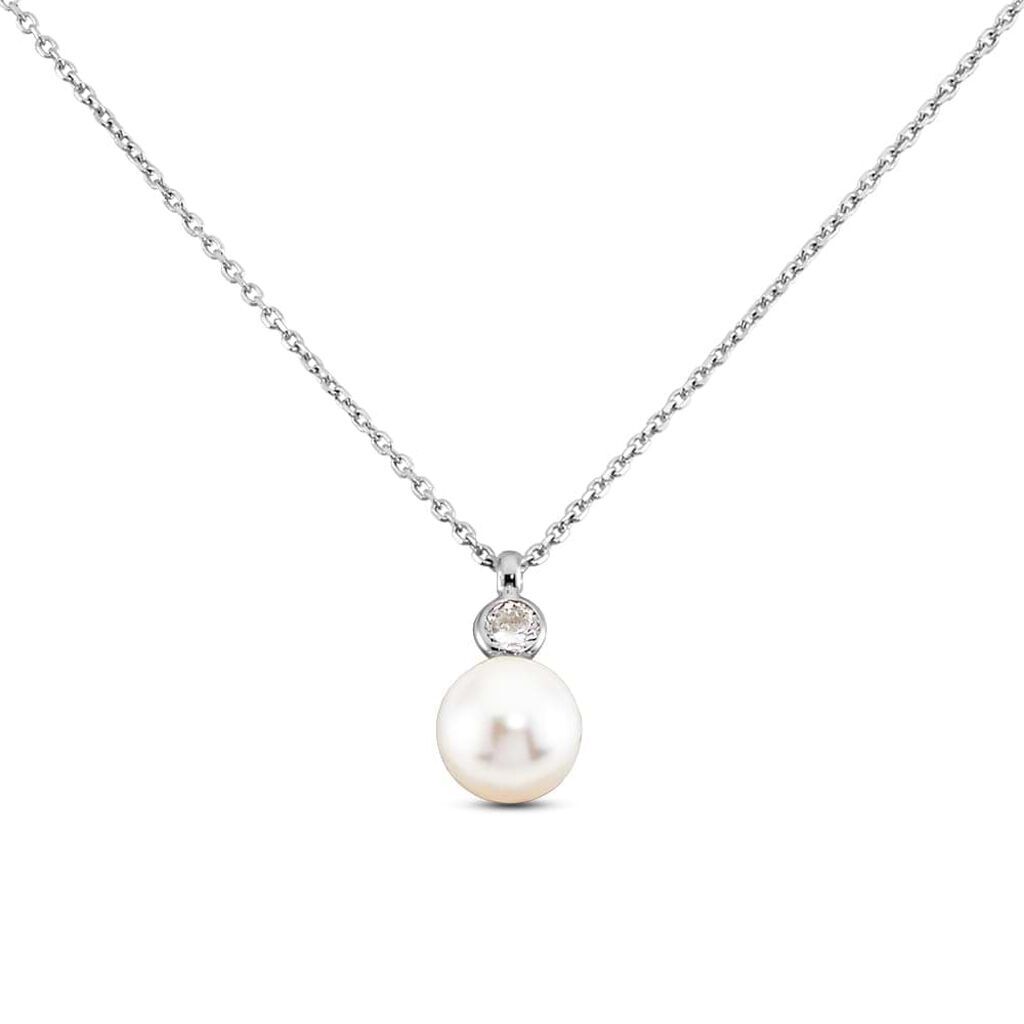 Stroili Collana Silver Pearls Argento Rodiato Perla sintentica Cubic Zirconia Collezione: Silver Pearls Bianco