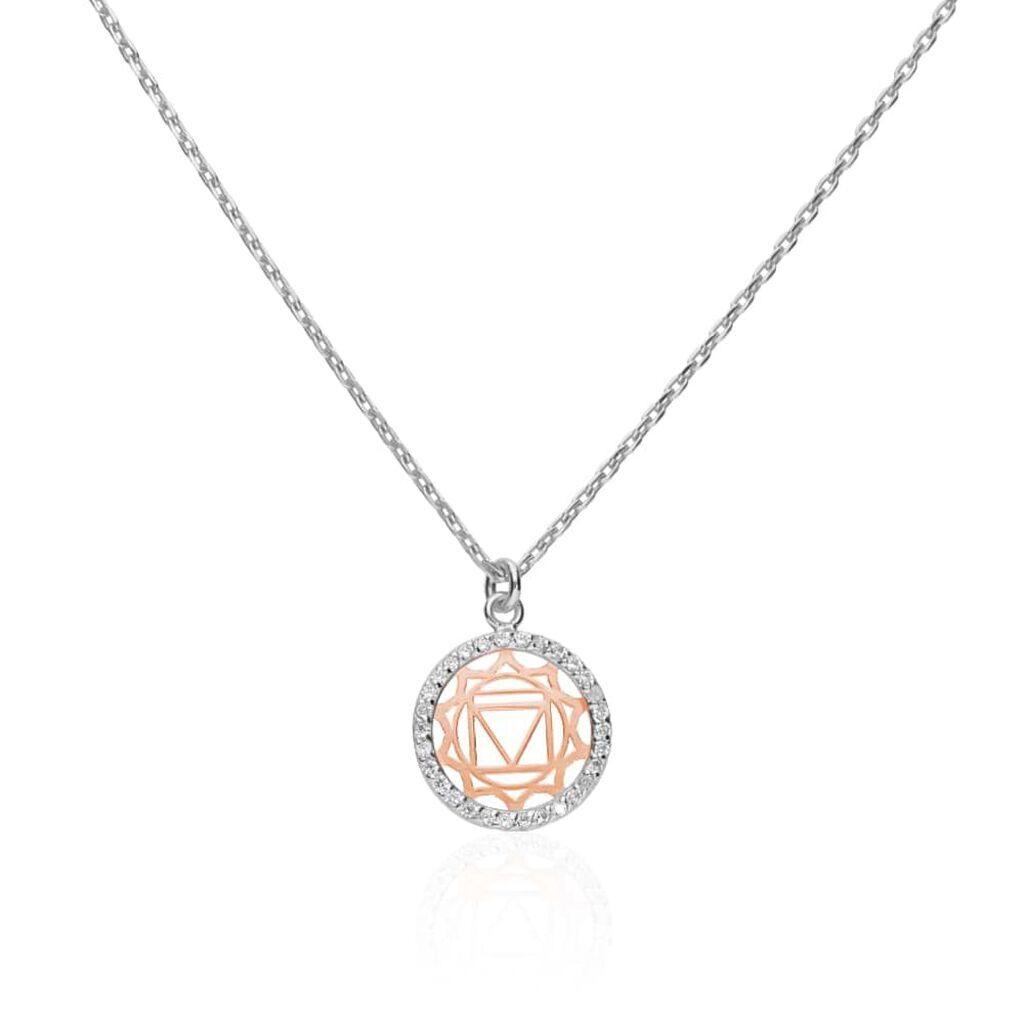 Stroili Collana in argento bicolore e zirconi con ciondolo I Chakra della sicurezza Collezione: Silver Moments