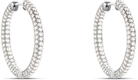 Stroili Orecchini A Cerchio Silver Shine Argento Rodiato Cubic Zirconia Collezione: Silver Shine Bianco