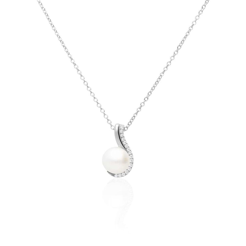 Stroili Collana Silver Pearls Argento Rodiato Cubic Zirconia Perla sintentica Collezione: Silver Pearls Bianco