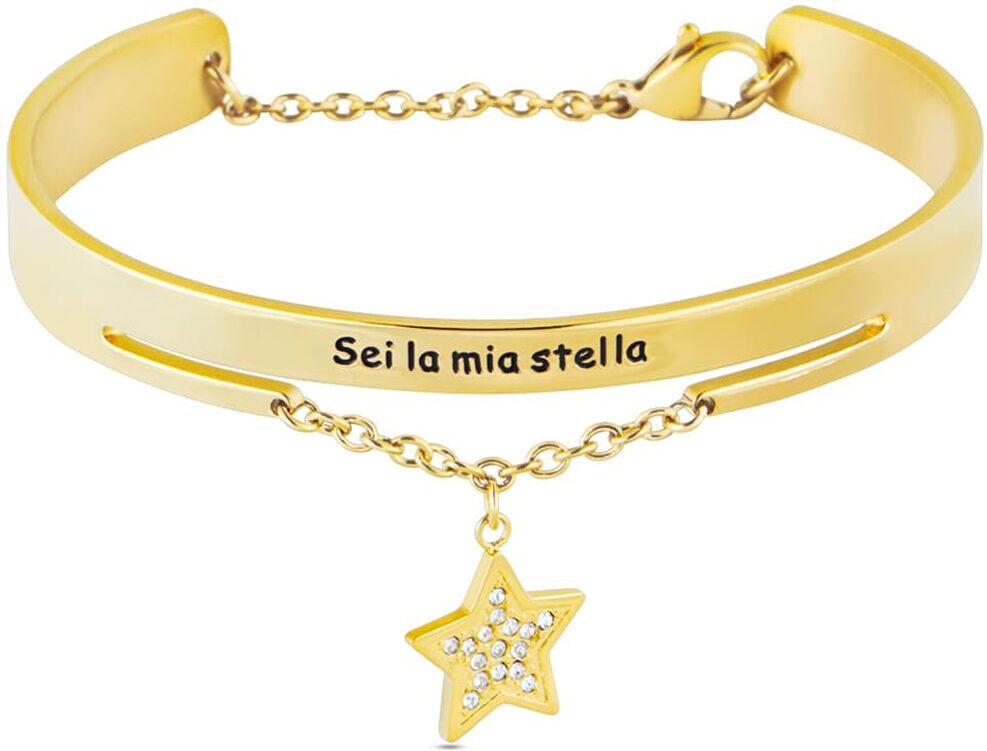 Stroili Bangle Lady Message Acciaio Dorato Cristallo Collezione: Lady Message Giallo