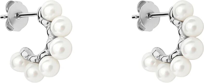 Stroili Orecchini A Cerchio Silver Pearls Argento Bianco Perla sintetica Collezione: Silver Pearls Bianco