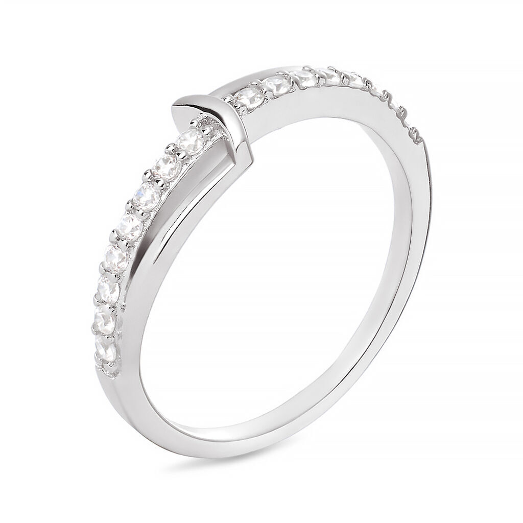 Stroili Anello Fantasia Silver Shine Argento Rodiato Cubic Zirconia Collezione: Silver Shine - Misura 56 Bianco