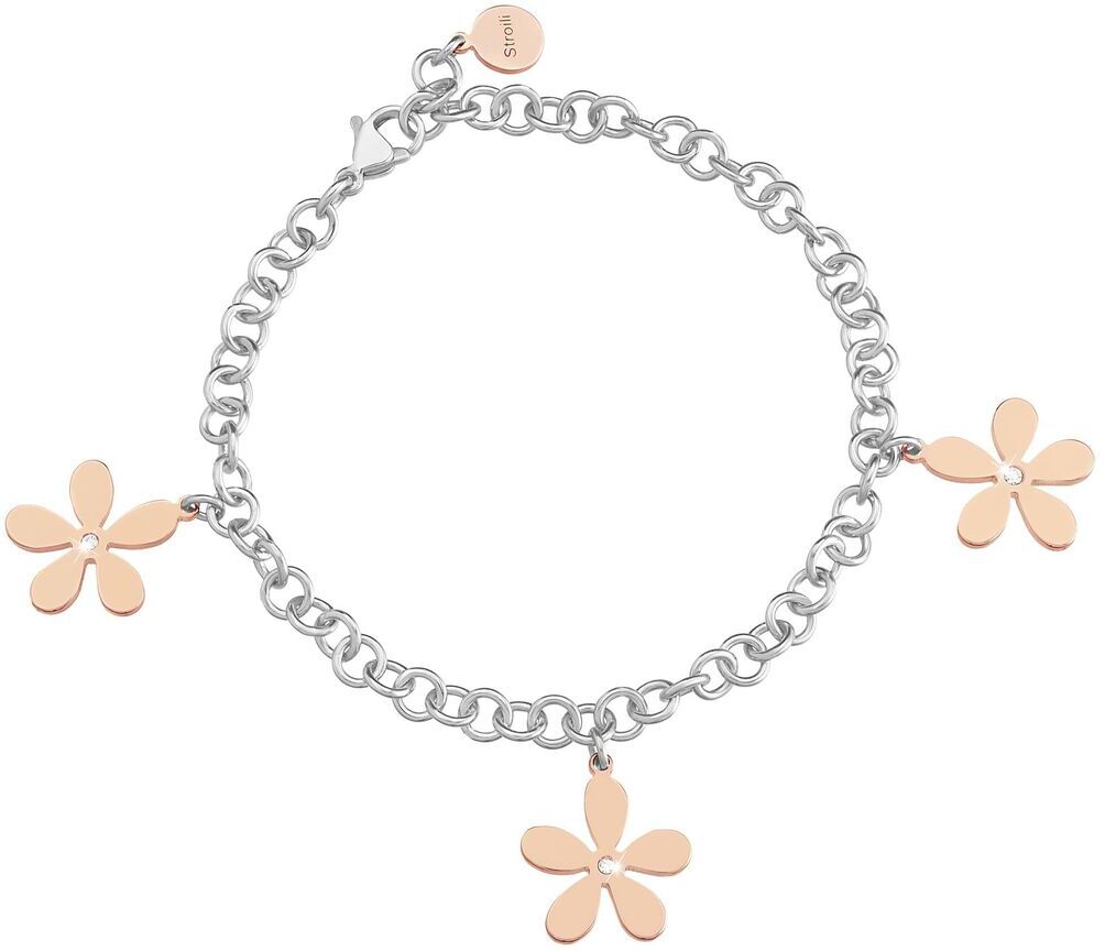 Stroili Bracciale charms fiore in acciaio bicolore e cristalli Collezione: Lady Chic Bicolore