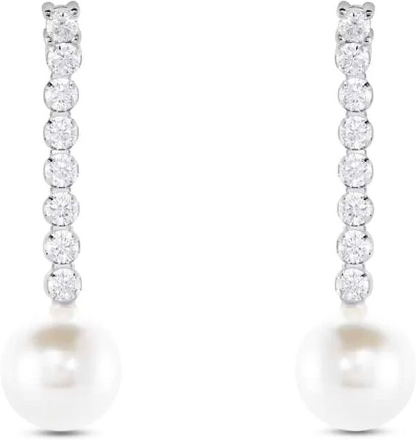 Stroili Orecchini Pendenti Tennis Silver Pearls Argento Rodiato Cubic Zirconia Perla sintentica Collezione: Silver Pearls Bianco