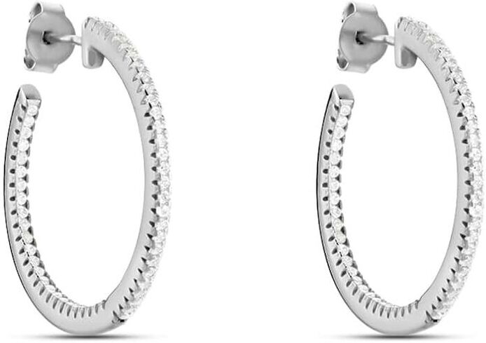 Stroili Orecchini A Cerchio Silver Elegance Argento Rodiato Cubic Zirconia Collezione: Silver Elegance Bianco