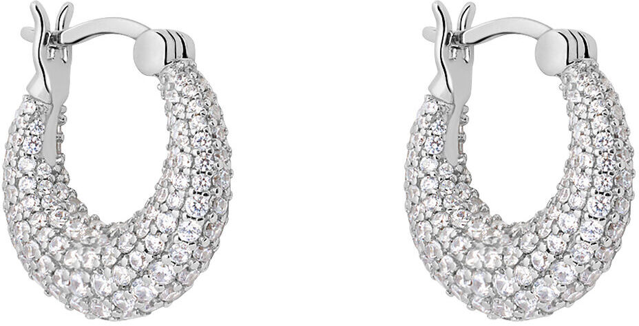 Stroili Orecchini A Cerchio Silver Shine Argento Rodiato Cubic Zirconia Collezione: Silver Shine Bianco