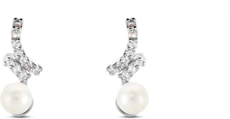 Stroili Orecchini Lobo Silver Pearls Argento Rodiato Perla sintentica Cubic Zirconia Collezione: Silver Pearls Bianco