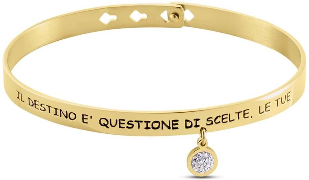 Stroili Bangle Lady Message Acciaio Dorato Cristallo Collezione: Lady Message Giallo