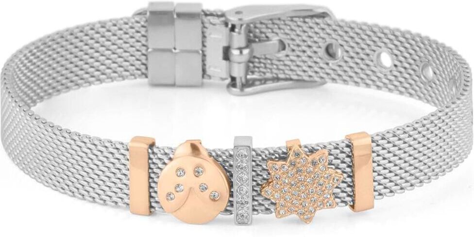 Stroili Bracciale Catena Lady Shine Acciaio Bicolore Bianco / Rosa Cristallo Collezione: Lady Shine Bicolore Bianco / Rosa