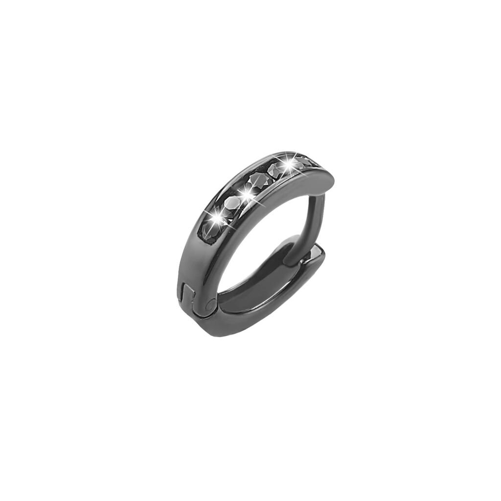 Stroili Mono Orecchino A Cerchio Gentleman Argento Nero Cubic Zirconia Collezione: Gentleman