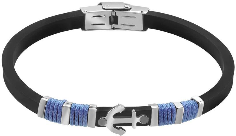 Stroili Bracciale ancora in acciaio: caucciù e corda Collezione: Man Code Bicolore