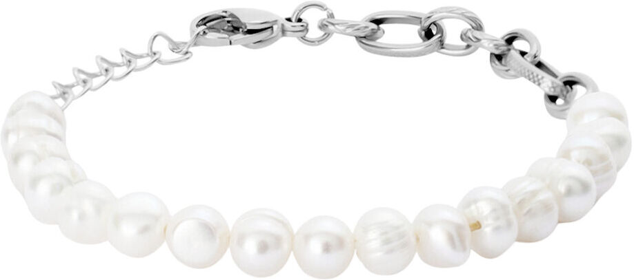 Stroili Bracciale Catena Man Code Acciaio Perla D'Acqua Dolce Collezione: Man Code Bianco