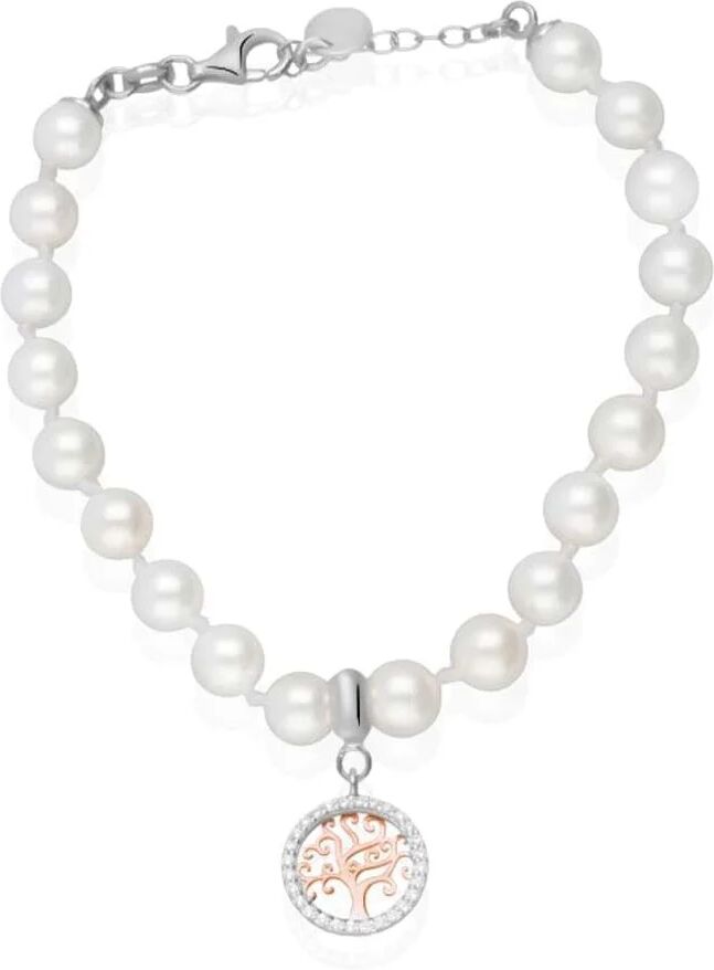 Stroili Bracciale Silver Pearls Argento Bicolore Bianco / Rosa Perla sintentica Cubic Zirconia Collezione: Silver Pearls Bicolore Bianco / Rosa